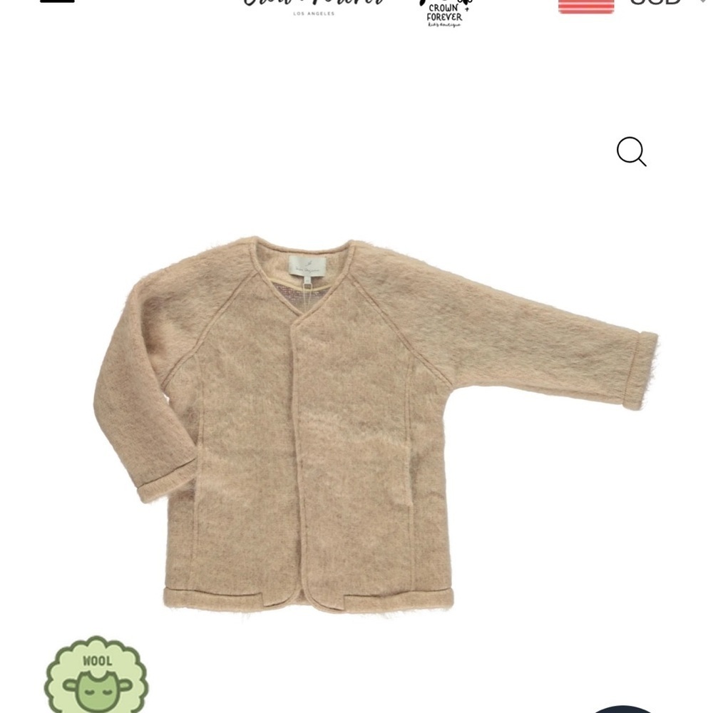 Bebe Kids' Beige Wool mohair coat by luxury brand Bebe Organic